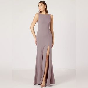 AZAZIE ROGUE Mermaid Side Slit Stretch Crepe Floor-Length Dress in Vintage Mauve